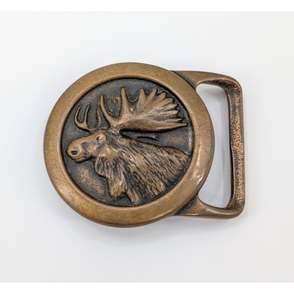 VTG 1978 Tech Ether Guild Moose Solid Brass Belt Buckle Wildlife Made in USA